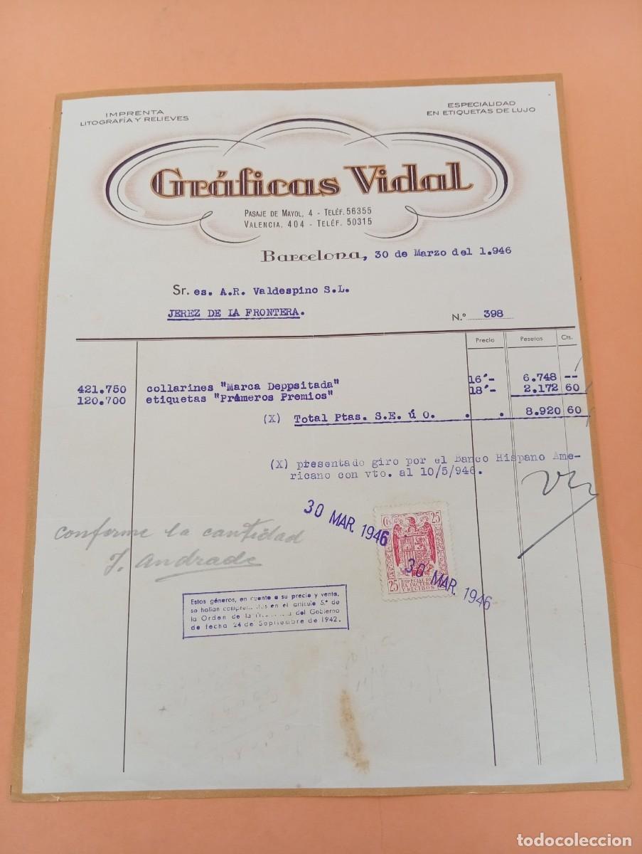Facturas antiguas: FACTURA. BARCELONA. 1958. GRAFICAS VIDAL. IMPRENTA-LITOGRAFIA-RELIEVES.