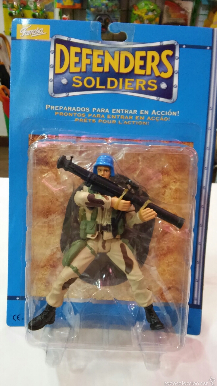 Figurines d'action: DEFENDERS.SOLDADO CASCO AZUL ARTICULADO (15 CM) LANZA GRANADAS.FAMOSA A&Ntilde;O 1999.NUEVO.