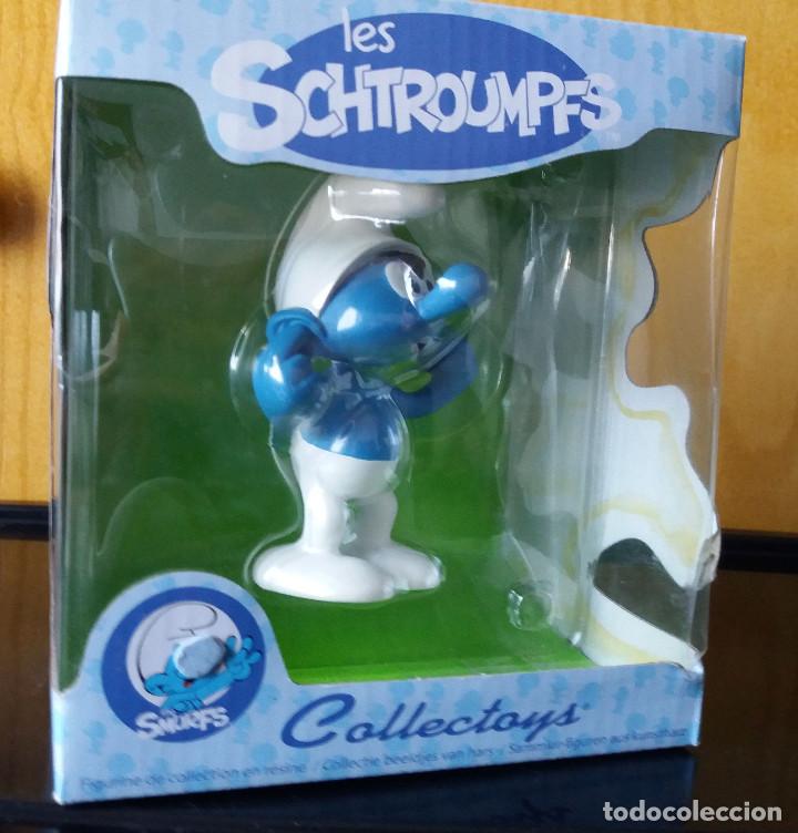 Figuras de a&ccedil;&atilde;o: Estatua Pitufo Earache de resina de Collectoys