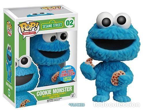 Figuras de acci&oacute;n: Figura Funko Pop sesame street cookie monster flocked monstruo galletas barrio s&eacute;samo nycc exclusiva