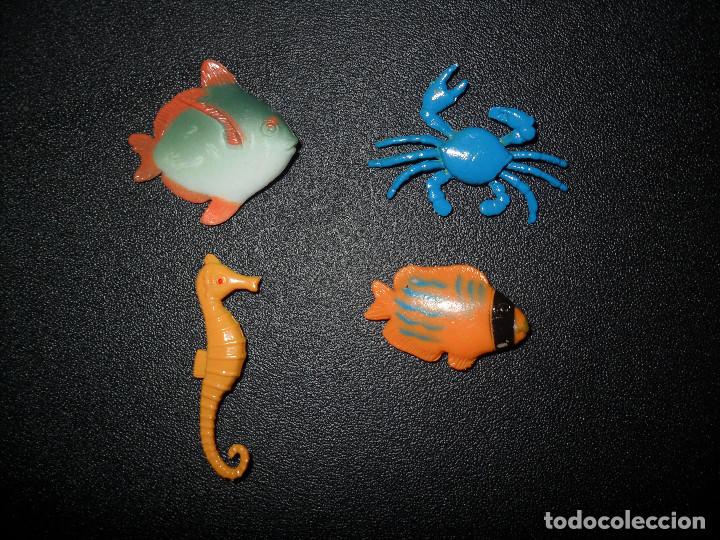 Actionfiguren: Lote de 4 Figuras miniatura cangrejo caballo de mar pez  marinas miden 2.5 cm - 3.5 cm PVC