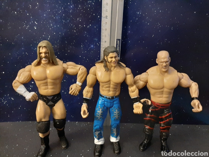 Figuras de acci&oacute;n: Lote de 3 mu&ntilde;ecos de lucha libre action - Foto 1