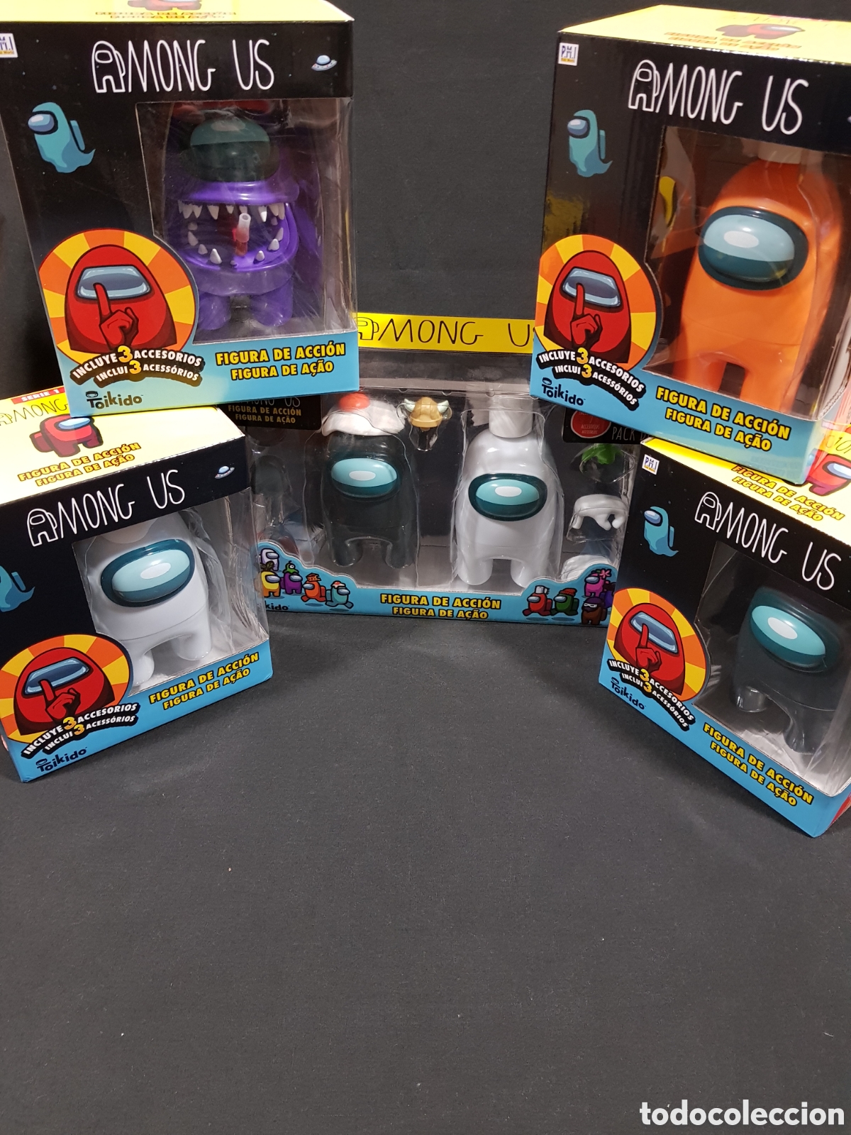 Figurines d'action: Among Us Serie 1 Colecci&oacute;n Completa (4 figuras diferentes) + Pack 2 figuras. Nuevo y precintado