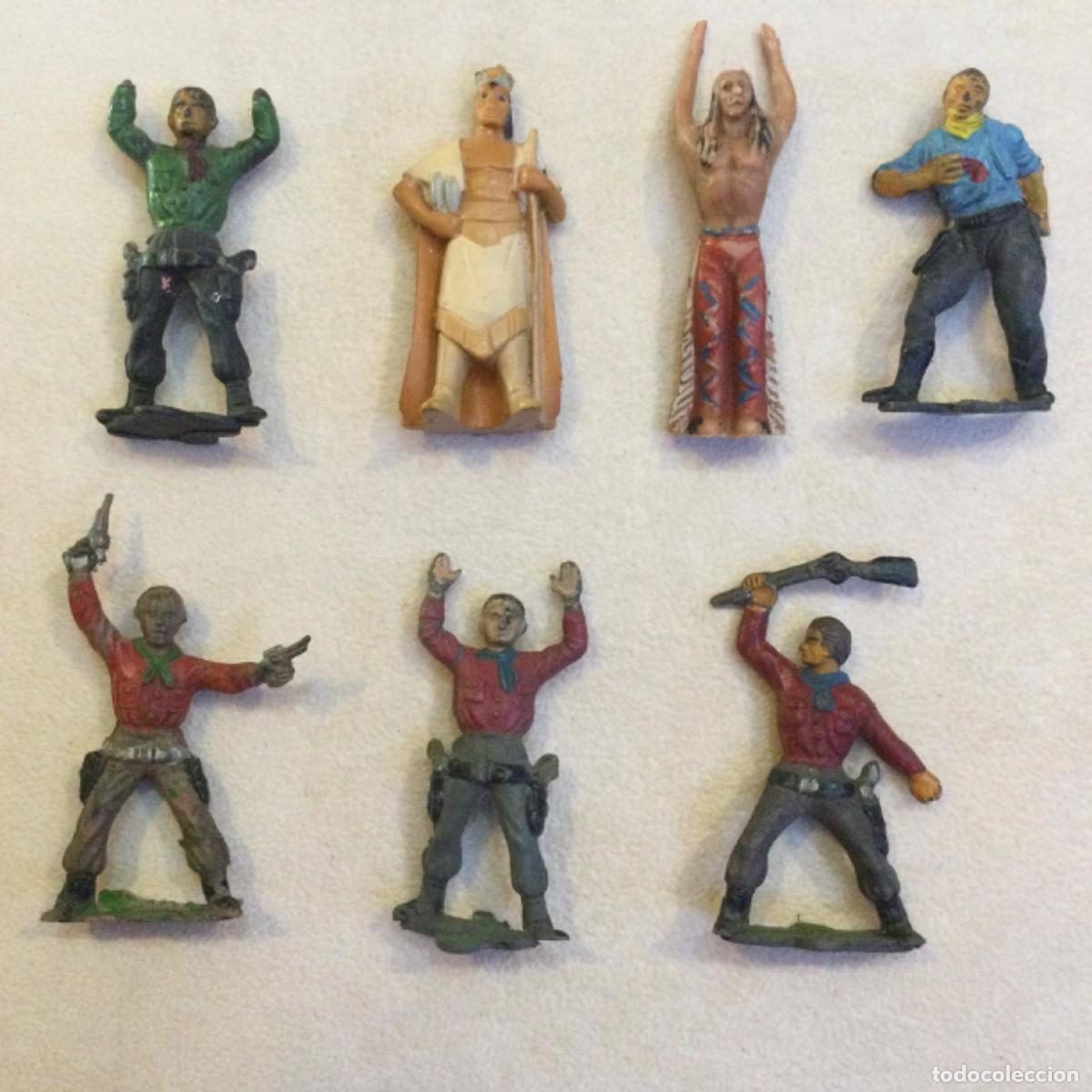 Figurines d'action: Indios y vaqueros 7 piezas. Antiguos. A&ntilde;os 60
