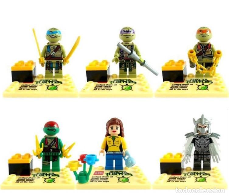 Figuras de acci&oacute;n: Lote de 6 Figuras Construccion Tortugas Ninja - Foto 1