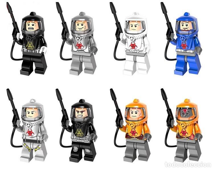Figuras de acci&oacute;n: Lote de 8 Figuras Construccion Equipo Defensivo Anti-qu&iacute;micas de lucha contra Incendios