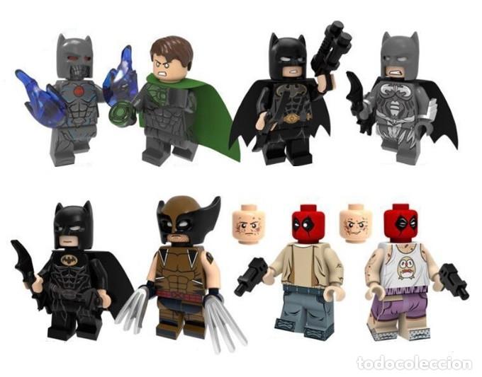 Figuras de acci&oacute;n: Lote de 8 Figuras Construccion Linterna Verde, Batman, Wolverine, Deadpool - Foto 1