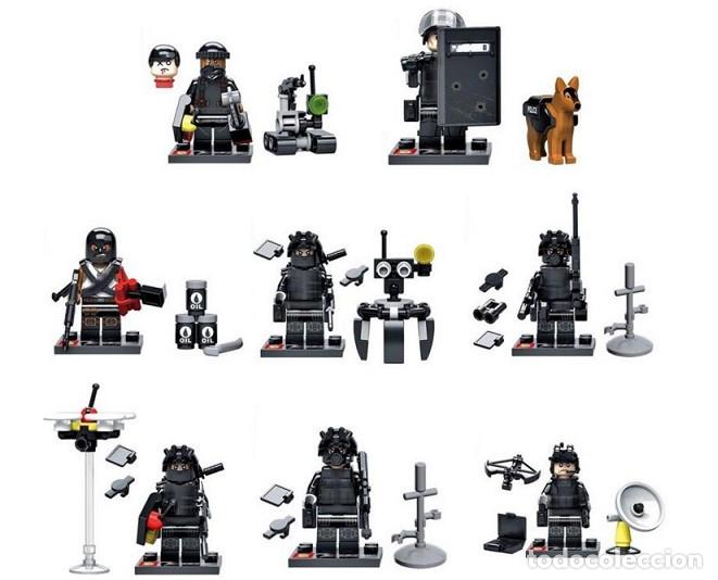 Actionfiguren: Lote de 8 Figuras Construccion S.W.A.T. Halcon Comandos