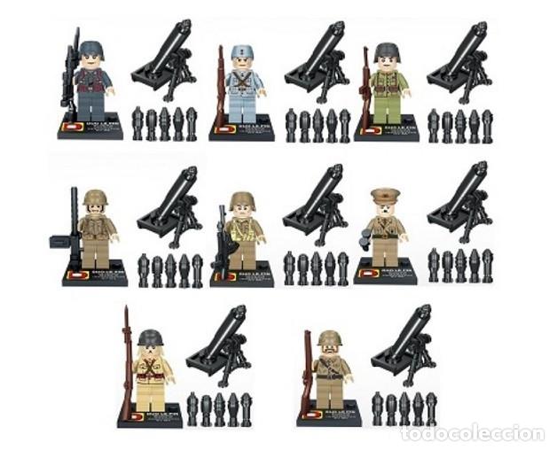Actionfiguren: Lote de 8 Figuras Construccion Segunda Guerra Mundial Policia Soldados