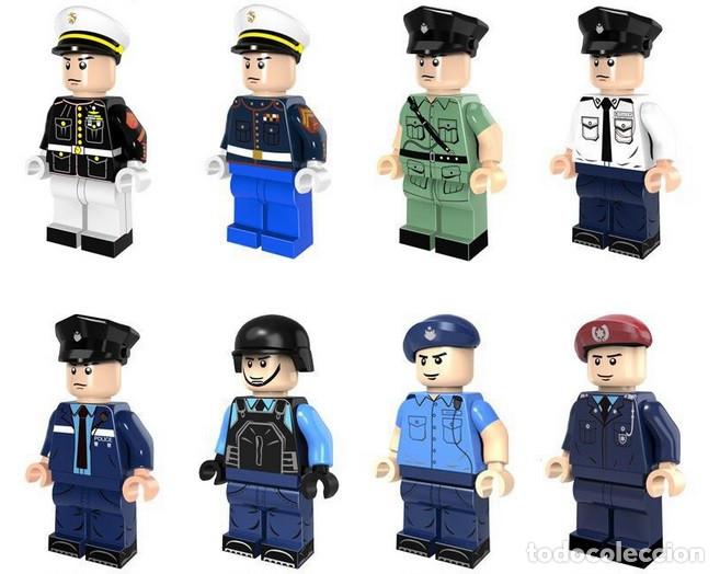 Figurines d'action: Lote de 8 Figuras Construccion Unidad de Funciones Especiales Marinas Cuerpo de Policia