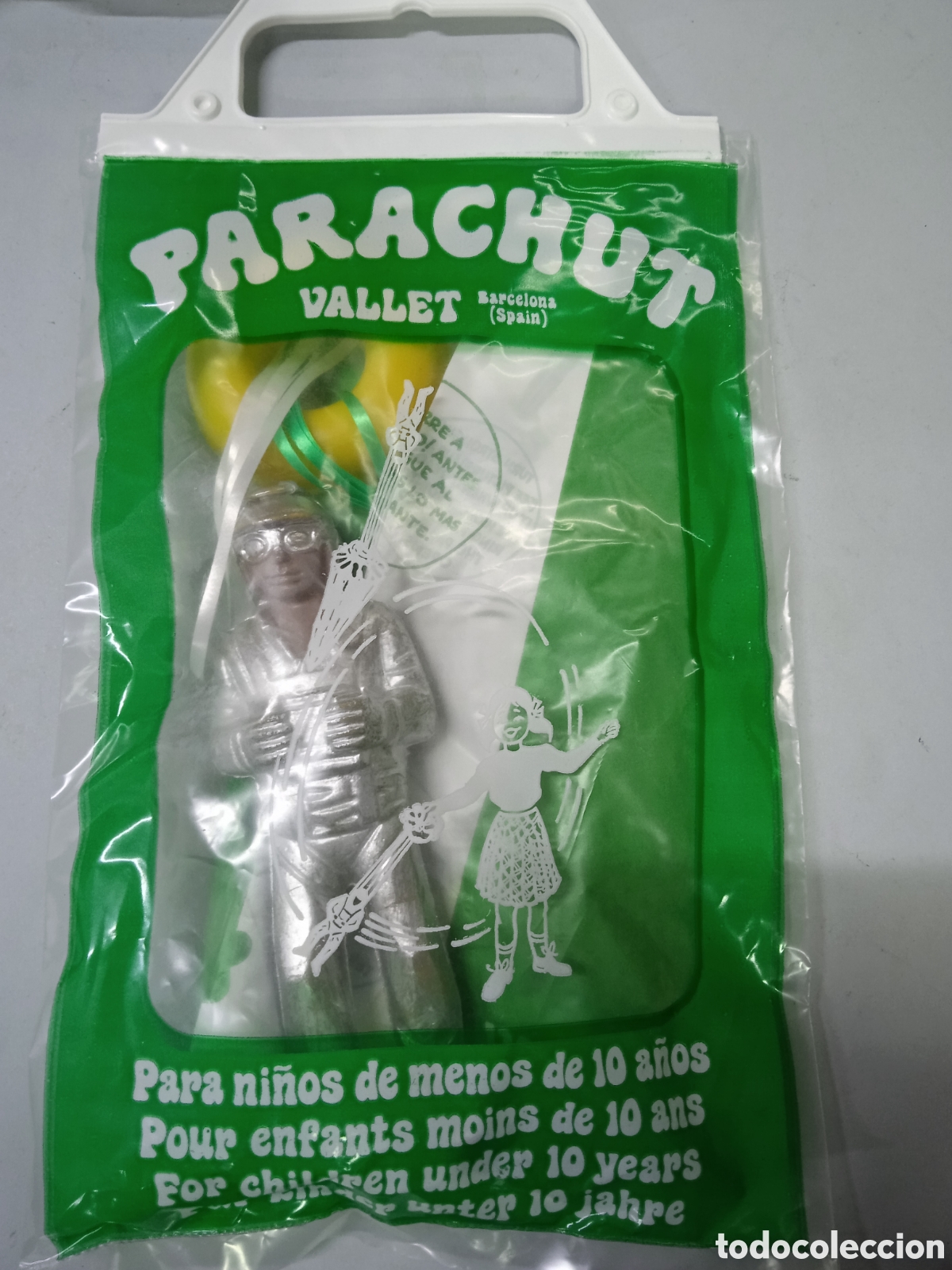 Figuras de acci&oacute;n: Antiguo juguete Parachut paraca&iacute;das Vallet Barcelona plateado