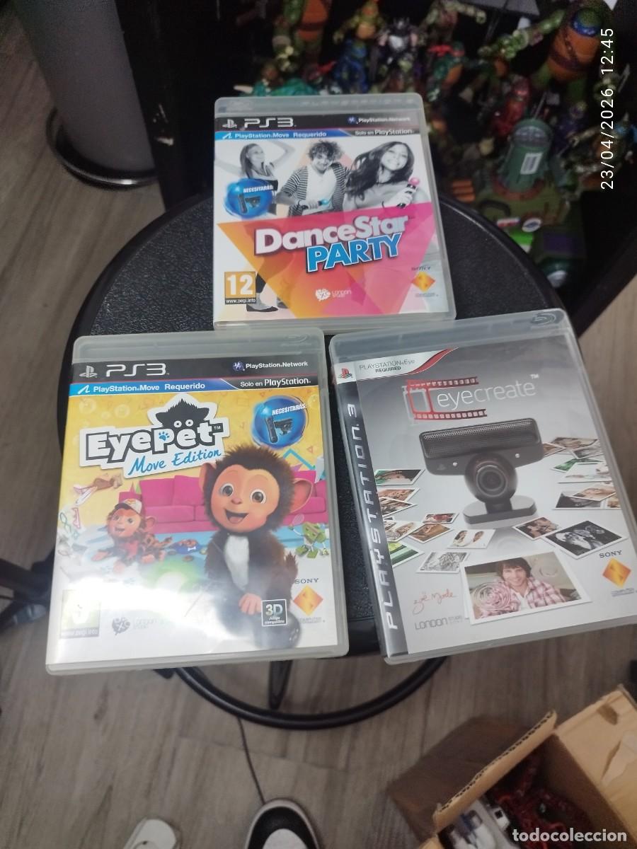 Figuras de acci&oacute;n: 3 Juegos PS3: DanceStar Party, EyePet, EyeCreate