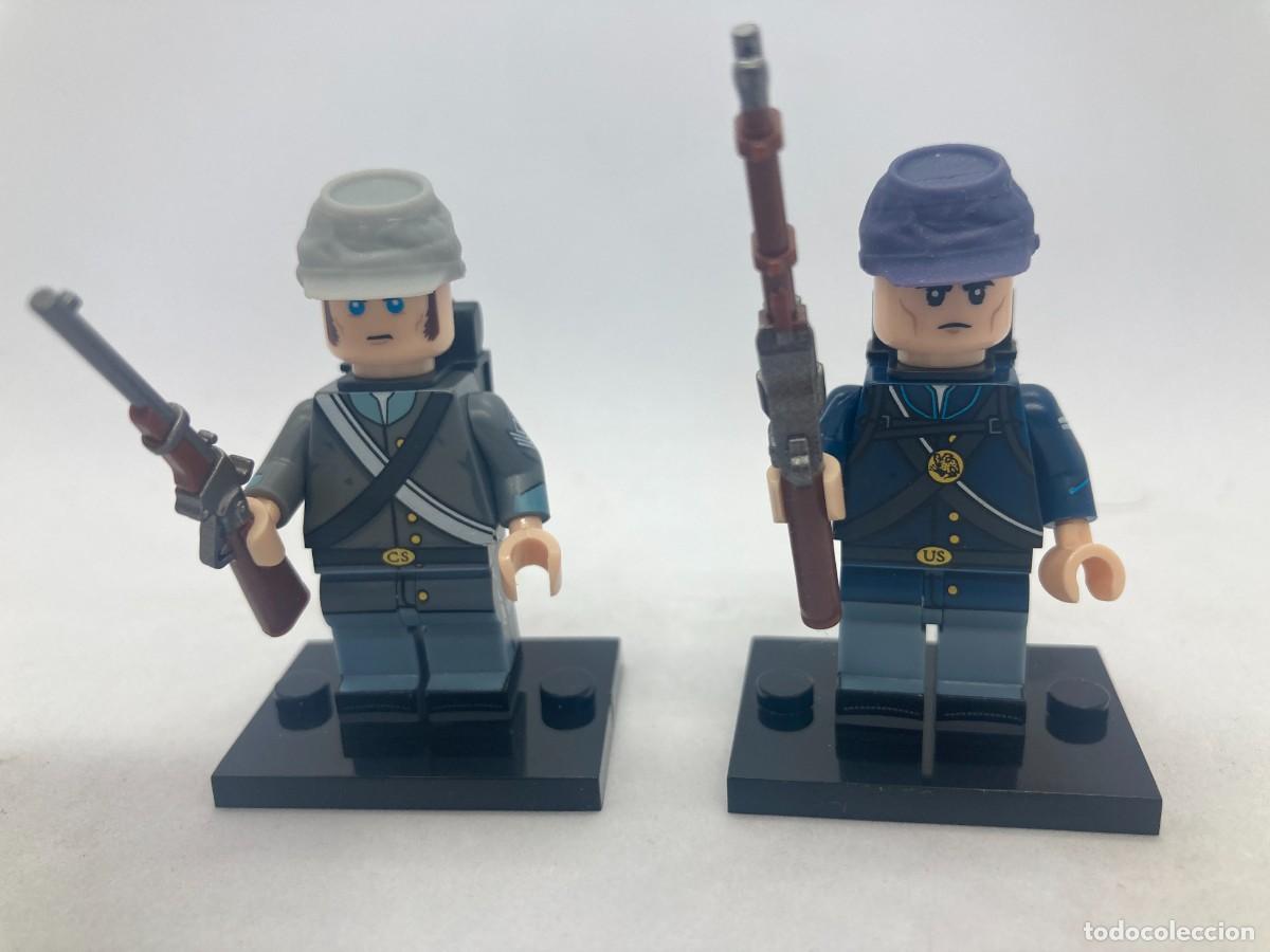 Figuras de acci&oacute;n: Minifiguras soldado de la Uni&oacute;n y soldado Confederado