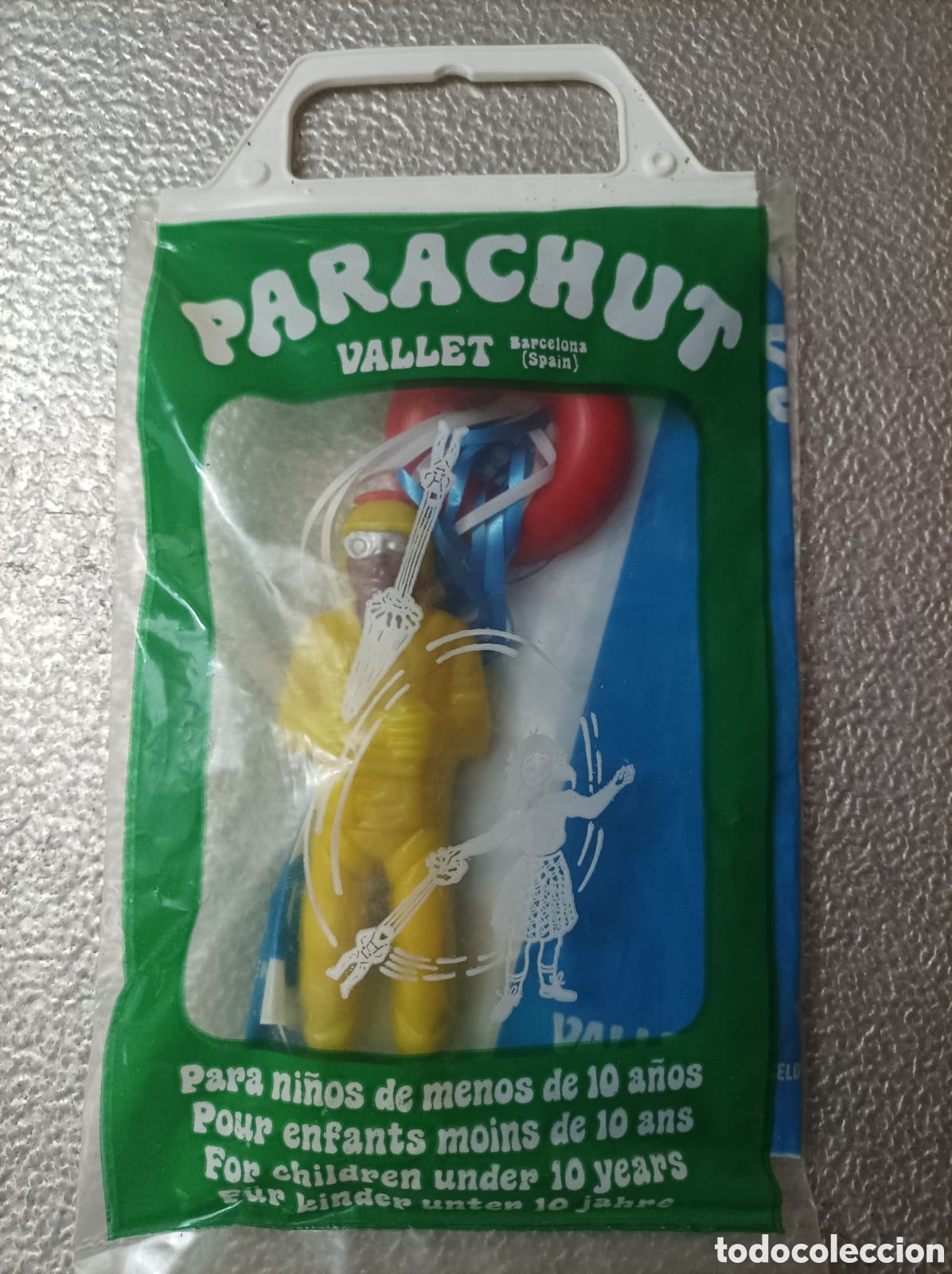 Figuras de acci&oacute;n: Antiguo Jueguete / juego de paraca&iacute;das Parachut en bl&iacute;ster sin abrir de la marca Vallet.