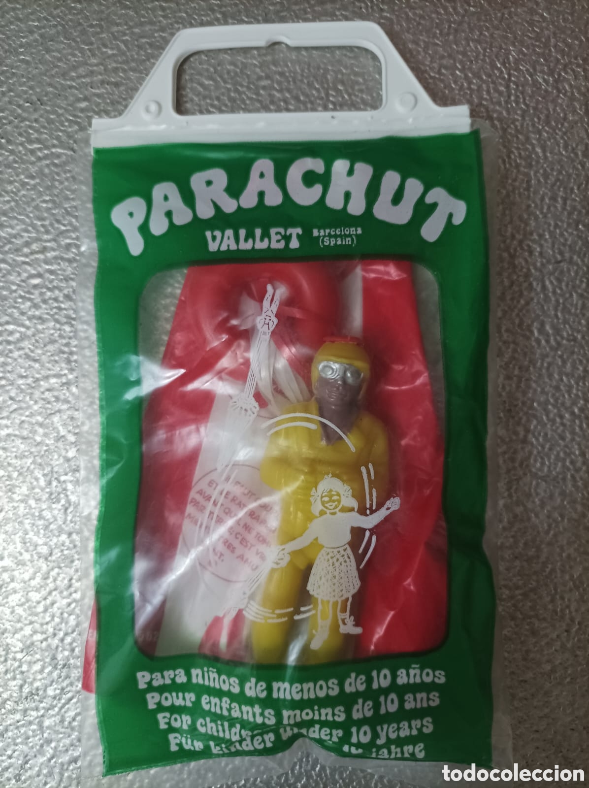 Figuras de acci&oacute;n: Antiguo Jueguete / juego de paraca&iacute;das Parachut en bl&iacute;ster sin abrir de la marca Vallet.