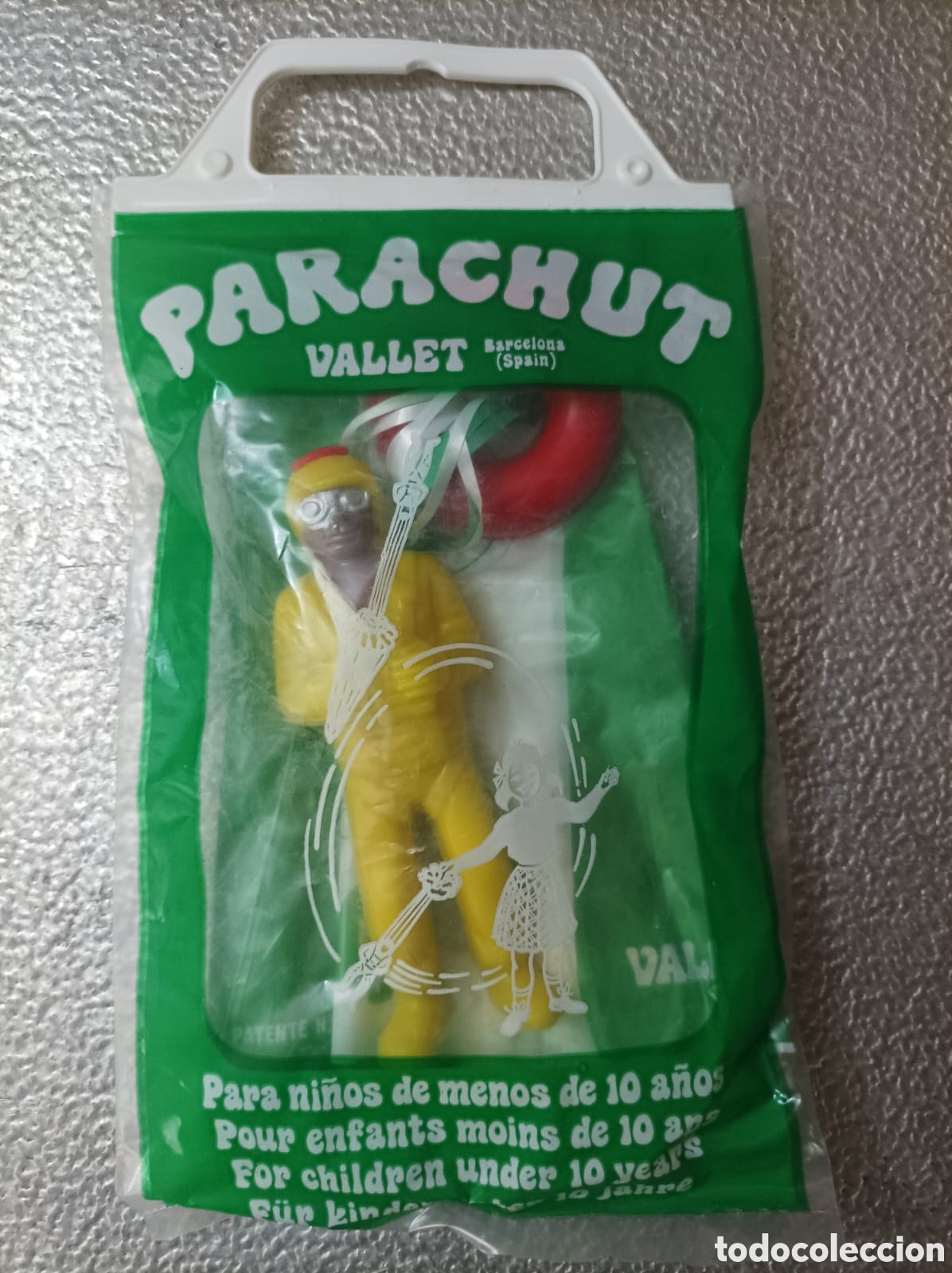 Figuras de acci&oacute;n: Antiguo Jueguete / juego de paraca&iacute;das Parachut en bl&iacute;ster sin abrir de la marca Vallet.