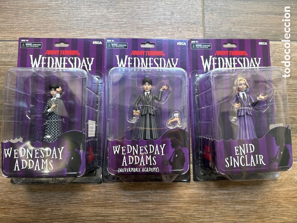 Figuras de acci&oacute;n: Pack 3 Figuras Mi&eacute;rcoles Addams y Enid Sinclair Wednesday Toony Terrors Neca