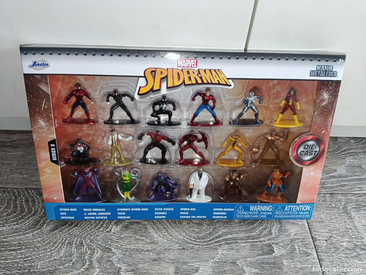 Figuras de acci&oacute;n: Lote 18 Figuras Nano Metalfigs Marvel SpiderMan Serie 8 Jada Toys Die-Cast Spider man