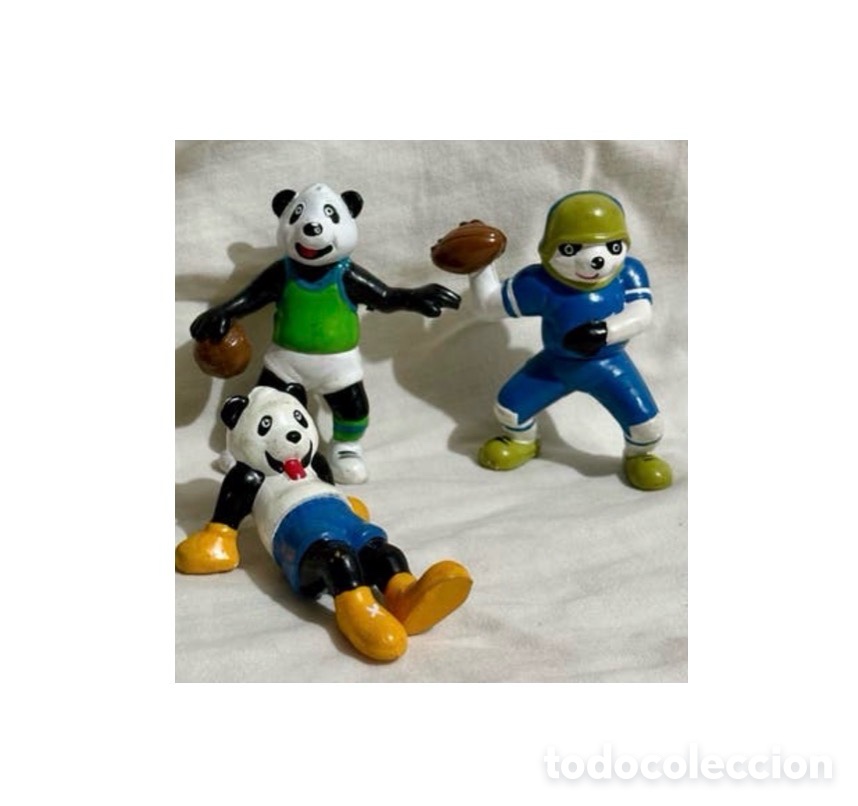 Figuras de acci&oacute;n: Olimpiadas de 1992, 3 osos panda promocionales de PVC de El Pozo