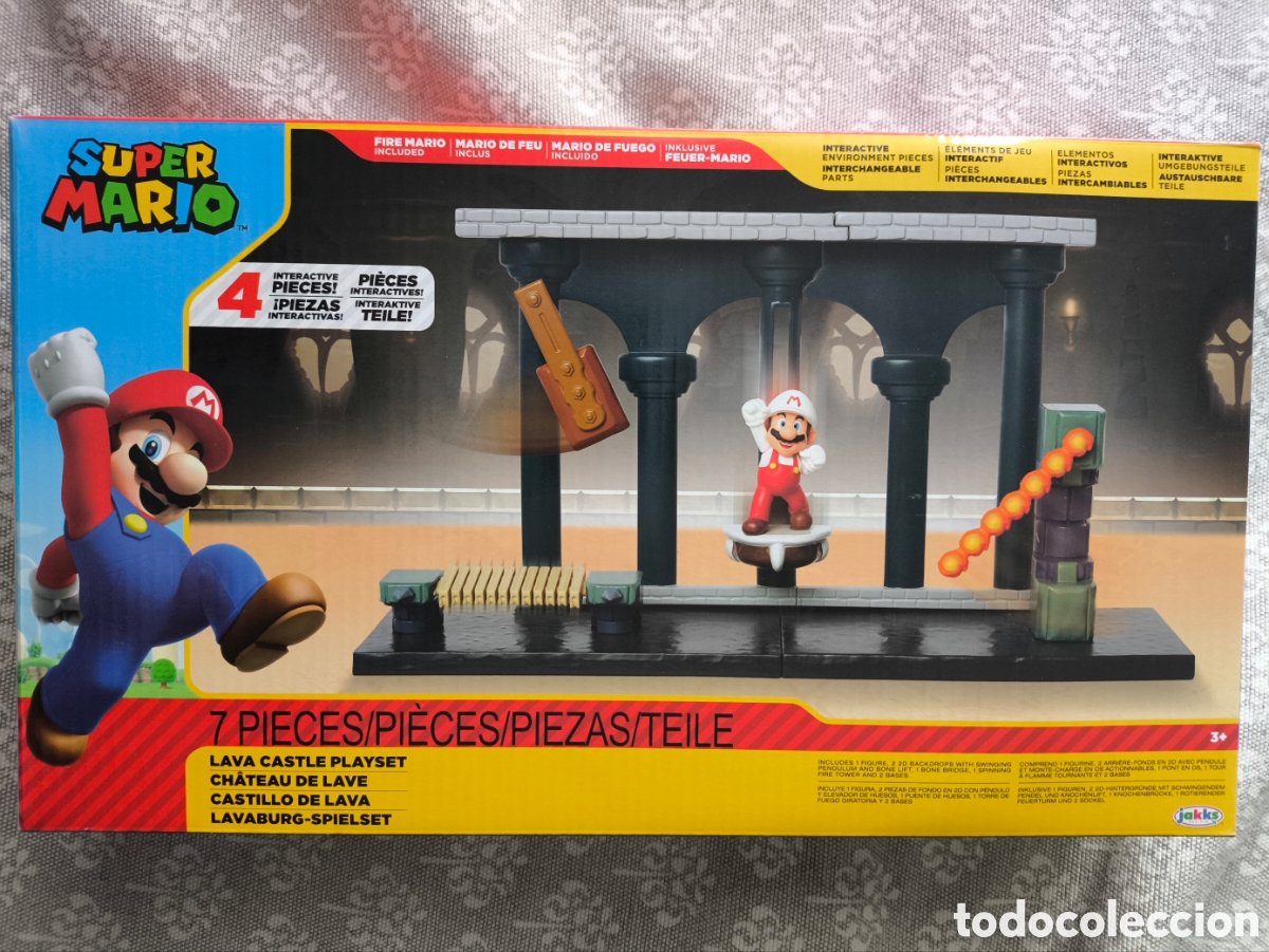 Figuras de acci&oacute;n: Diorama playset castillo de lava Super Mario Nintendo jakks nuevo