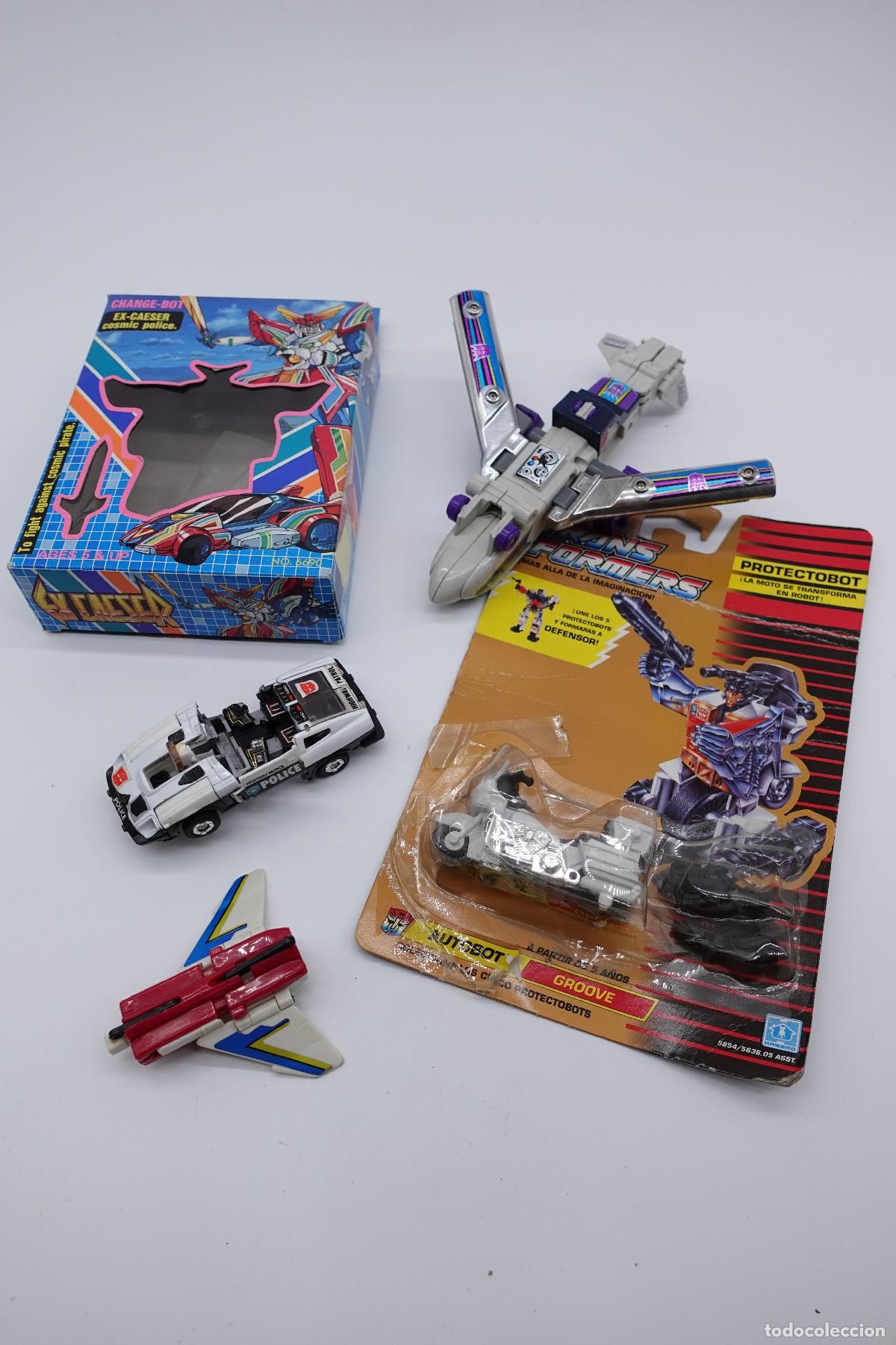 Figuras de a&ccedil;&atilde;o: LOTE DE FIGURAS Y VEH&Iacute;CULOS TRANSFORMERS VINTAGE CON BL&Iacute;STER GROOVE PROTECTOBOT