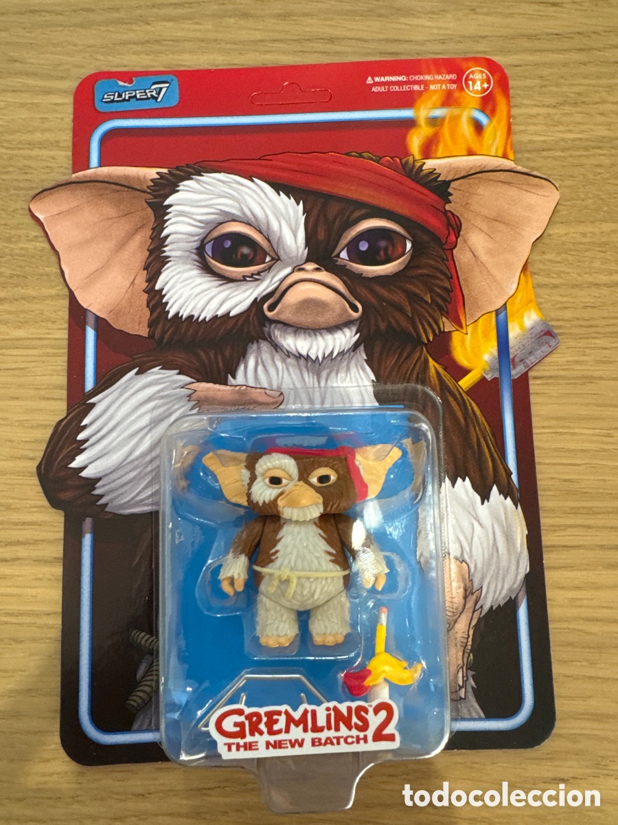 Figuras de acci&oacute;n: Figura Gremlins Gizmo Battle Ready Character Card Reaction Super 7