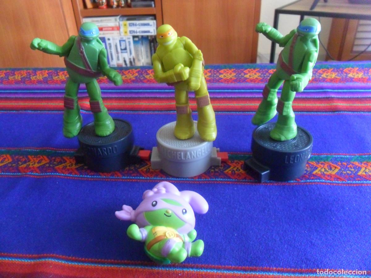 Figuras de acci&oacute;n: 4 FIGURAS MOVIBLES LAS TORTUGAS NINJA LEONARDO MICHELANGELO DONATELLO. BURGER KING 2017 McDONALDS
