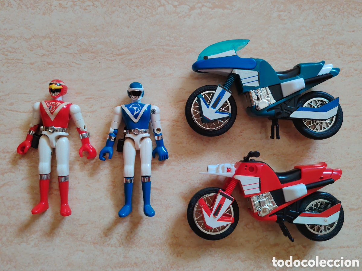 Figuras de acci&oacute;n: Lote Bioman Halc&oacute;n rojo Delf&iacute;n azul Moto - Bandai 1988 - DIFICIL LIVEMAN NO POWER RANGERS