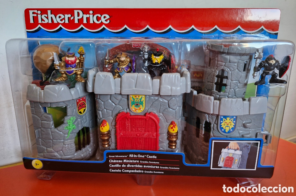 Figuras de acci&oacute;n: CASTILLO MEDIEVAL GRANDES AVENTURAS.PORT&Aacute;TIL,CON ASA Y PLEGABLE.FISHER-PRICE 1990.BLISTER SIN ABRIR.