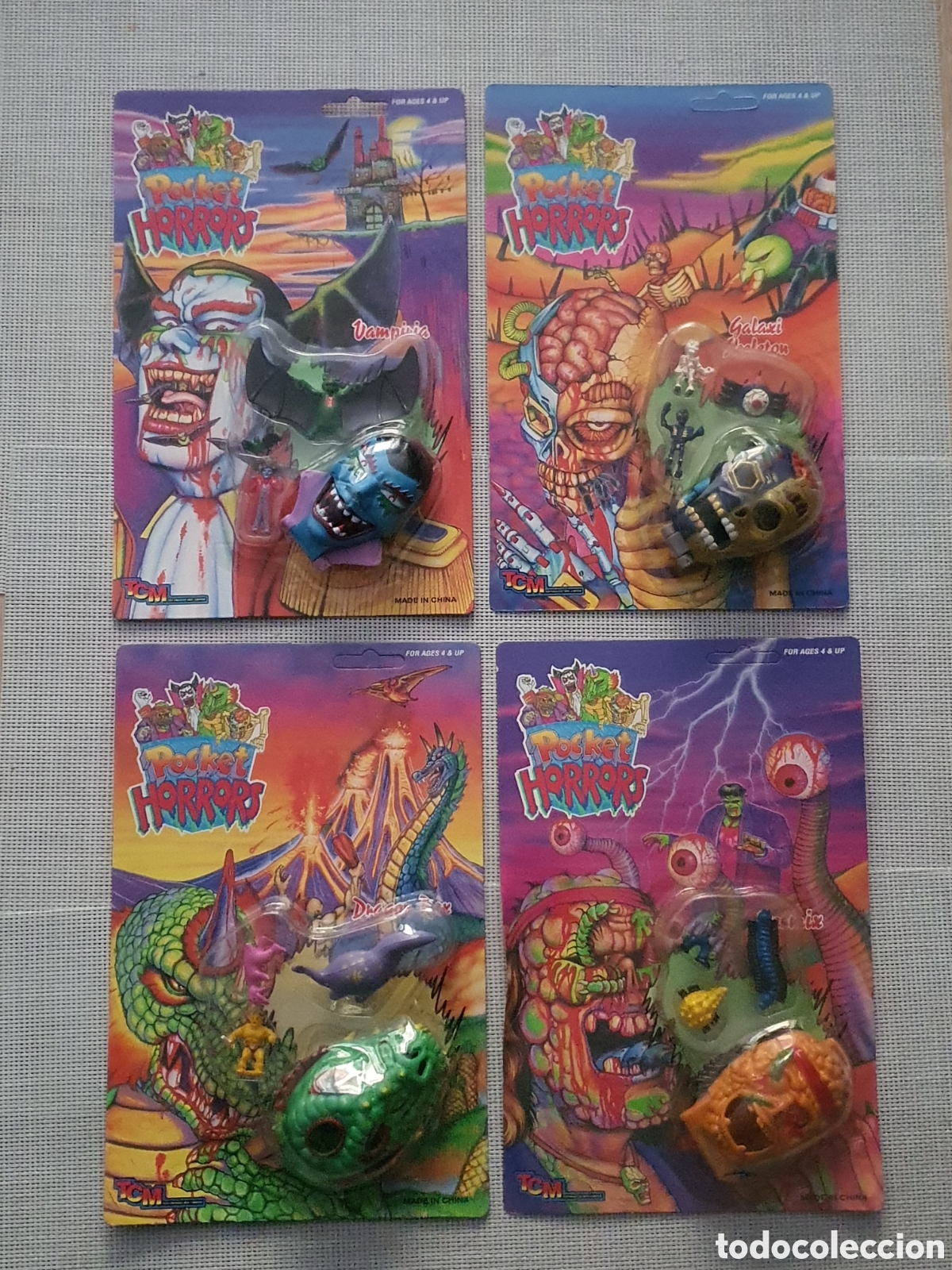 Figuras de acci&oacute;n: Pocket Horrors colecci&oacute;n completa en sus blister, Vampiria, Galaxi Skeleton, Vermix , Drag&oacute;n Rex