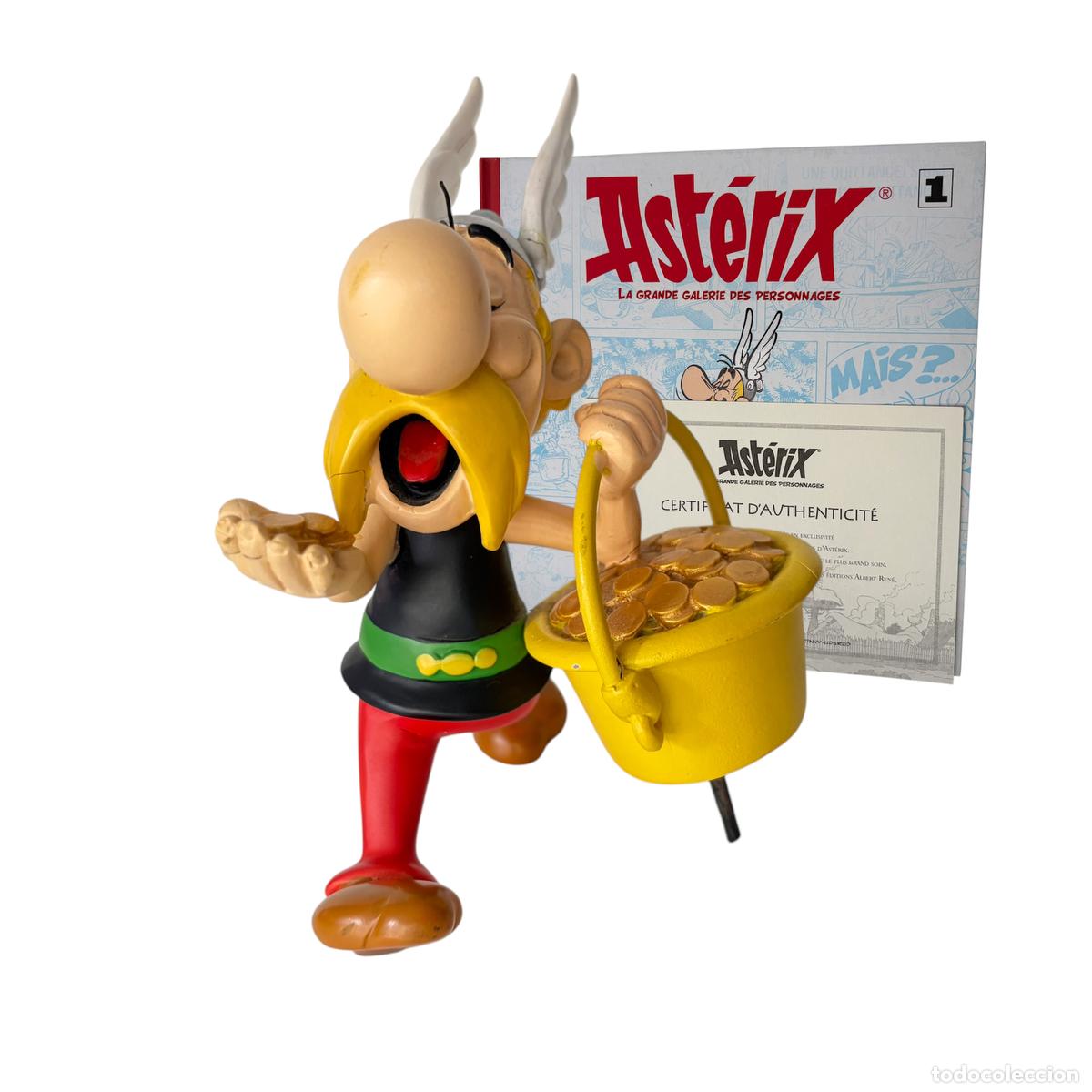 Figuras de acci&oacute;n: figura mu&ntilde;eco Ast&eacute;rix con caldero, certificado libro &Eacute;ditions Albert Ren&eacute; &ndash; Goscinny-Uderzo, 2012