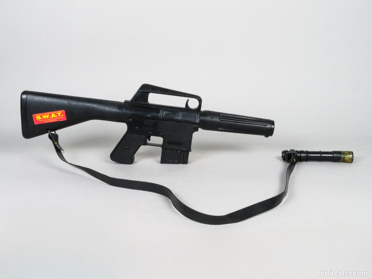 Figuras de acci&oacute;n: Rifle polic&iacute;a SWAT Los Hombre de Harrelson 1975 Placo Toys 20th Fox Studios etiqueta tama&ntilde;o ni&ntilde;o