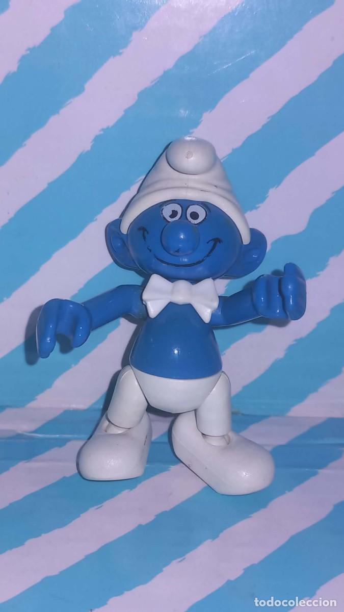 Figuras de acci&oacute;n: Figura articulada Arpitufados, Pitufo con pajarita, Los Pitufos, The Smurfs, a&ntilde;os 80 - GUAY - Peyo