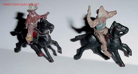 Figurines en Caoutchouc et PVC: ANTIGUAS FIGURAS DE GOMA 2 COWBOYS A CABALLO - NO SE DE QUE MARCA SON PERO PUEDEN SER DE REAMSA, JEC