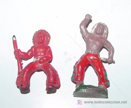 Figuras de Borracha e PVC: DOS INDIOS DE GOMA -- CADA UNO MIDE 4 CMS.