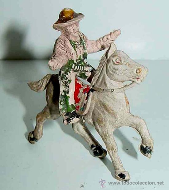 Rubber and PVC Figures: ANTIGUA FIGURA DE COW BOY A CABALLO DE GOMA  - TAL COMO