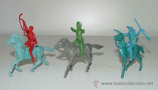 Rubber and PVC Figures: ANTIGUO LOTE DE 3 COW BOYS A CABALLO DE PLASTICO - TAL COMO SE VE EN LAS FOTOS -