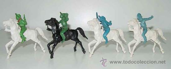 Gummi- und PVC-Figuren: ANTIGUO LOTE DE 4 COW BOYS A CABALLO DE PLASTICO - TAL COMO SE VE EN LAS FOTOS -