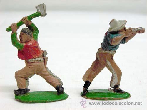 Figuras de goma y PVC: 2 Vaqueros a pie Lafredo a&ntilde;os 50 - Foto 2