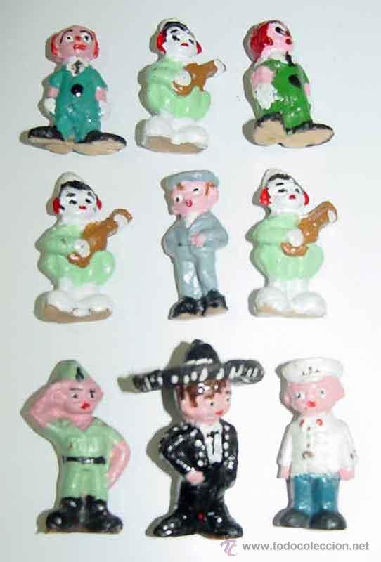 Gummi- und PVC-Figuren: ANTIGUO LOTE DE 9 FIGURAS POSIBLEMENTE DE CERA - PAYASOS, CHULAPO, LEGIONARIO, MEJICANO Y OFICIAL DE