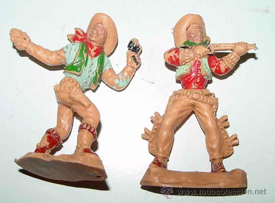 Figuras de Borracha e PVC: 2 ANTIGUAS FIGURAS DE COW BOYS, TAL COMO SE PUEDE VER EN LA FOTO