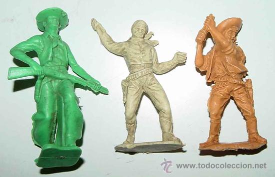 Rubber and PVC Figures: 3 ANTIGUAS FIGURAS DE COW BOYS, TAL COMO SE PUEDE VER EN LA FOTO