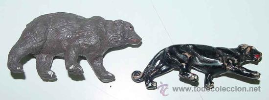 Rubber and PVC Figures: 2 ANTIGUAS FIGURAS DE PANTERA Y OSO - TAL COMO SE VE EN LA FOTO -