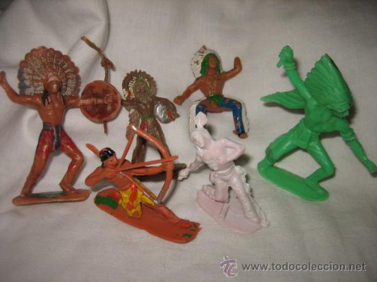Figuras de goma y PVC: 6 INDIOS VARIADOS     ALGUNO CON DEFECTO - Foto 1