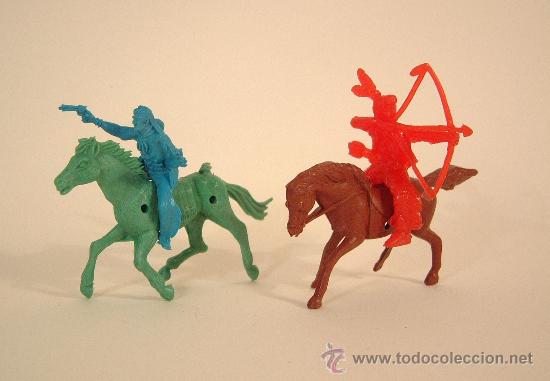 Figuras de goma y PVC: INDIO Y VAQUERO+2 CABALLOS.REF.341 - Foto 1