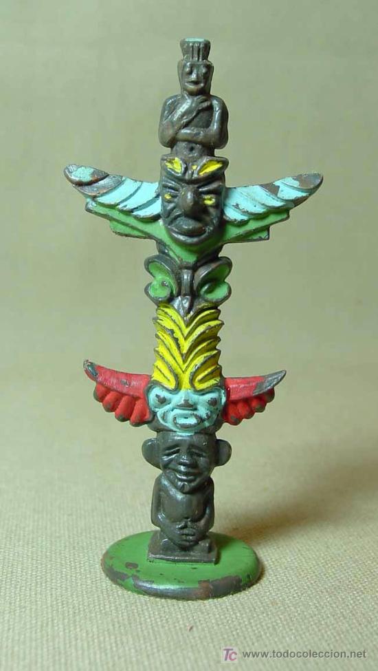 Figuras de goma y PVC: COMPLEMENTO, INDIOS Y VAQUEROS, TOTEM DE PLASTICO, BRITAINS, - Foto 1