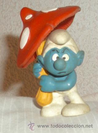 Figuras de goma y PVC: PITUFO CON SETA,BULLY,PEYO,W.GERMANY - Foto 1