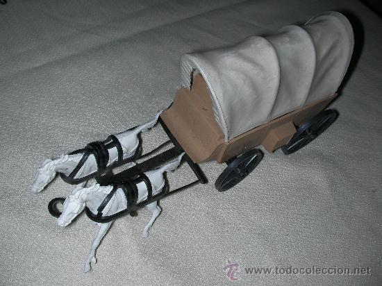 Figuras de goma y PVC: ANTIGUA CARRETA CON CABALLOS - Foto 1