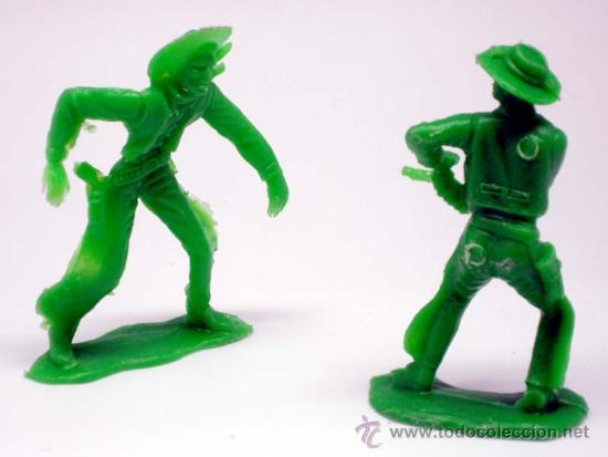 Figuras de goma y PVC: 2 vaqueros Comansi a&ntilde;os 70 - Foto 1