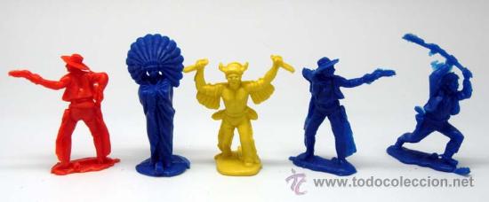 Figuras de goma y PVC: 5 indios Reamsa piperos a&ntilde;os 70 - Foto 1
